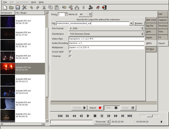 Cliquez sur longlet "Export" puis "MPEG"
